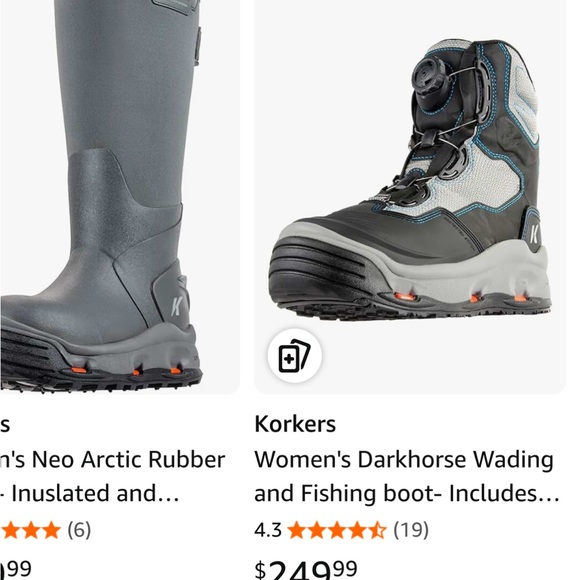 Korkers Women’s  Darkhorse Wading and Fishing Boots Black and Gray - Picture 9 of 13